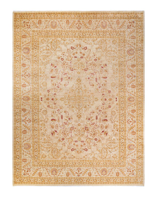 Traditional Mogul Ivory Wool Area Rug 9' 3" x 12' 1" - Solo Rugs