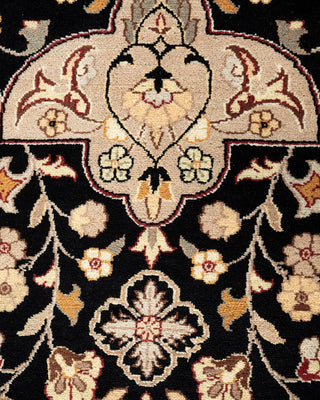 Traditional Mogul Black Wool Area Rug 9' 1" x 12' 4" - Solo Rugs