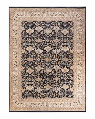 Traditional Mogul Black Wool Area Rug 9' 1" x 12' 4" - Solo Rugs
