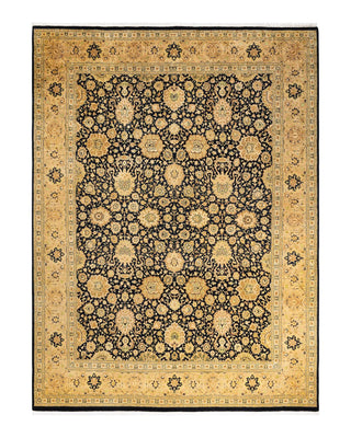 Traditional Mogul Black Wool Area Rug 7' 10" x 10' 7" - Solo Rugs