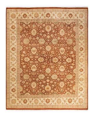 Traditional Mogul Orange Wool Area Rug 8' 0" x 10' 0" - Solo Rugs