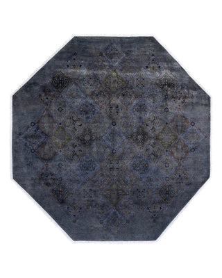 Contemporary Fine Vibrance Gray Wool Octagon Area Rug 9' 1" x 9' 1" - Solo Rugs