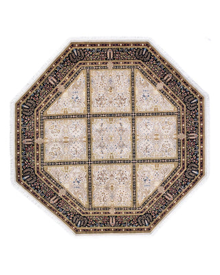 Traditional Mogul Ivory Wool Octagon Area Rug 7' 1" x 7' 1" - Solo Rugs