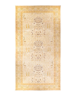 Traditional Mogul Ivory Wool Area Rug 12' 2" x 22' 0" - Solo Rugs