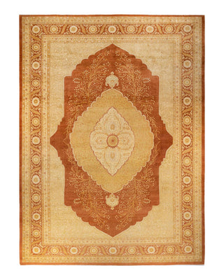 Traditional Mogul Orange Wool Area Rug 10' 6" x 14' 4" - Solo Rugs