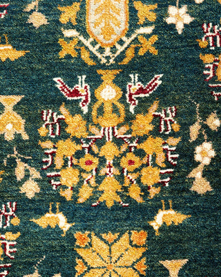 Traditional Mogul Green Wool Area Rug 9' 3" x 11' 10" - Solo Rugs