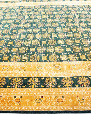Traditional Mogul Green Wool Area Rug 9' 3" x 11' 10" - Solo Rugs