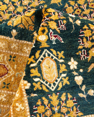 Traditional Mogul Green Wool Area Rug 9' 3" x 11' 10" - Solo Rugs