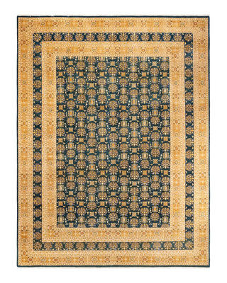 Traditional Mogul Green Wool Area Rug 9' 3" x 11' 10" - Solo Rugs