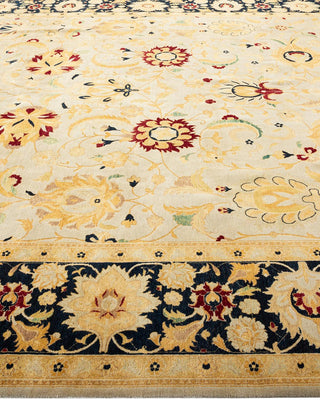 Traditional Mogul Ivory Wool Area Rug 9' 0" x 11' 10" - Solo Rugs