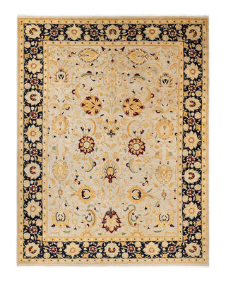 Traditional Mogul Ivory Wool Area Rug 9' 0" x 11' 10" - Solo Rugs
