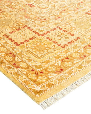 Traditional Mogul Yellow Wool Area Rug 8' 1" x 9' 9" - Solo Rugs