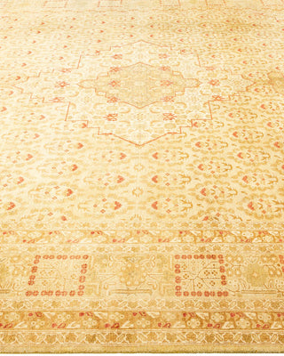 Traditional Mogul Yellow Wool Area Rug 8' 1" x 9' 9" - Solo Rugs