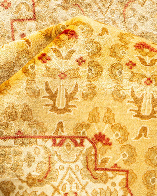 Traditional Mogul Yellow Wool Area Rug 8' 1" x 9' 9" - Solo Rugs