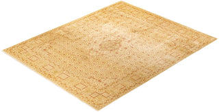 Traditional Mogul Yellow Wool Area Rug 8' 1" x 9' 9" - Solo Rugs