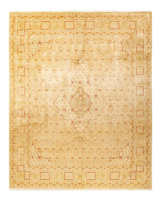 Traditional Mogul Yellow Wool Area Rug 8' 1" x 9' 9" - Solo Rugs