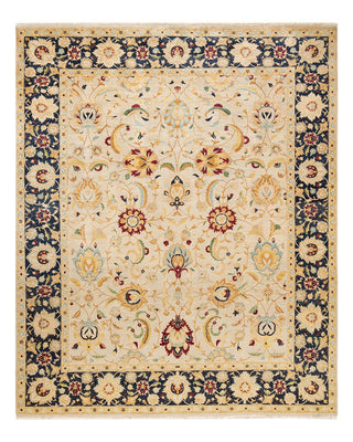 Traditional Mogul Ivory Wool Area Rug 8' 1" x 9' 6" - Solo Rugs