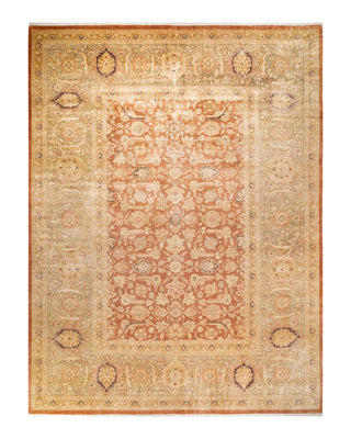 Traditional Mogul Brown Wool Area Rug 9' 3" x 12' 3" - Solo Rugs