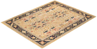 Traditional Mogul Ivory Wool Area Rug 9' 4" x 11' 10" - Solo Rugs