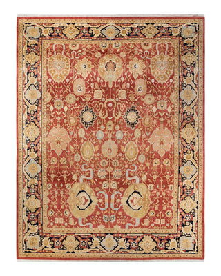 Traditional Mogul Orange Wool Area Rug 9' 3" x 11' 10" - Solo Rugs