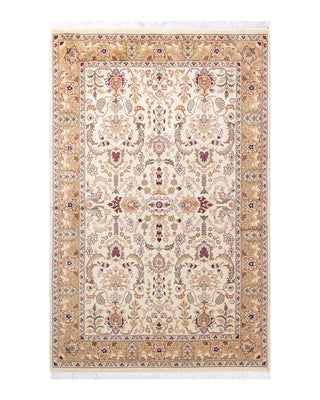 Traditional Mogul Ivory Wool Area Rug 4' 1" x 6' 5" - Solo Rugs