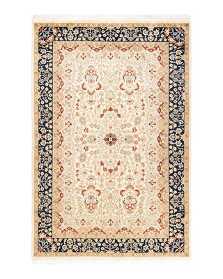 Traditional Mogul Ivory Wool Area Rug 4' 1" x 6' 2" - Solo Rugs
