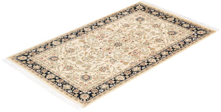 Traditional Mogul Beige Wool Area Rug 3' 0" x 5' 0" - Solo Rugs