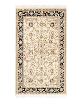 Traditional Mogul Beige Wool Area Rug 3' 0" x 5' 0" - Solo Rugs