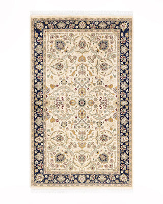 Traditional Mogul Ivory Wool Area Rug 3' 1" x 5' 1" - Solo Rugs