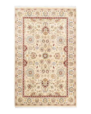 Traditional Mogul Ivory Wool Area Rug 4' 1" x 6' 5" - Solo Rugs