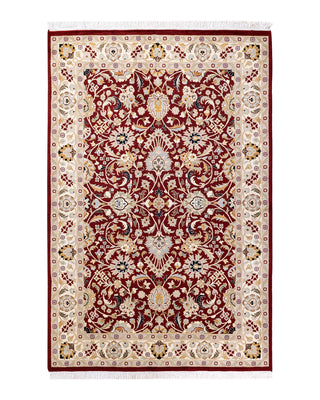 Traditional Mogul Red Wool Area Rug 4' 2" x 6' 3" - Solo Rugs