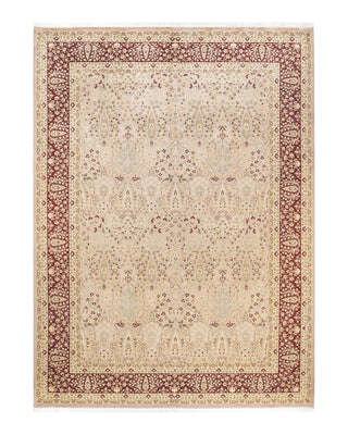 Traditional Mogul Beige Wool Area Rug 9' 2" x 12' 2" - Solo Rugs