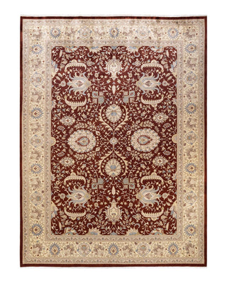 Traditional Mogul Brown Wool Area Rug 9' 2" x 12' 5" - Solo Rugs