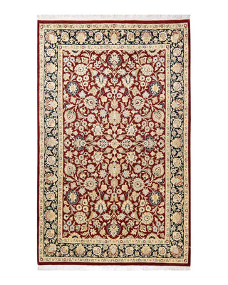 Traditional Mogul Orange Wool Area Rug 4' 2" x 6' 5" - Solo Rugs