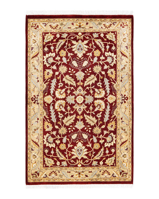 Traditional Mogul Red Wool Area Rug 3' 3" x 5' 1" - Solo Rugs
