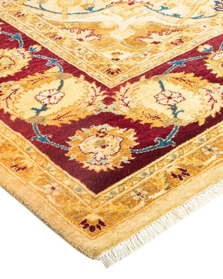 Traditional Mogul Yellow Wool Area Rug 6' 2" x 9' 0" - Solo Rugs