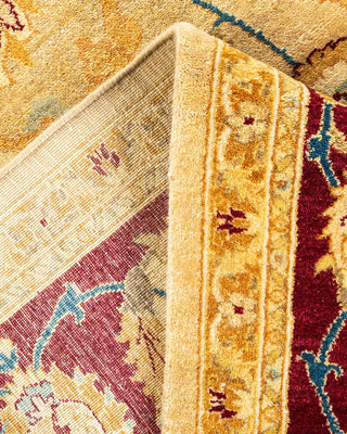 Traditional Mogul Yellow Wool Area Rug 6' 2" x 9' 0" - Solo Rugs