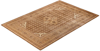 Traditional Mogul Brown Wool Area Rug 6' 2" x 9' 2" - Solo Rugs