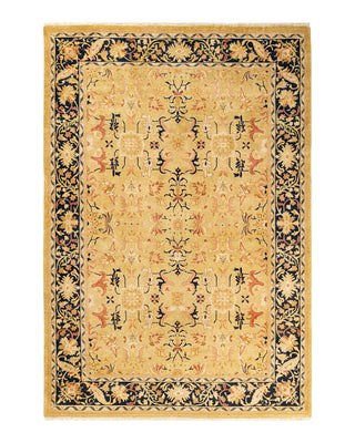 Traditional Mogul Green Wool Area Rug 6' 1" x 9' 1" - Solo Rugs