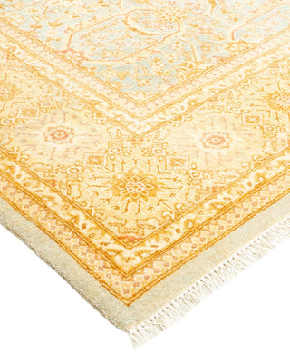 Traditional Mogul Light Blue Wool Area Rug 6' 1" x 9' 2" - Solo Rugs