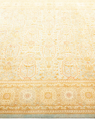 Traditional Mogul Light Blue Wool Area Rug 6' 1" x 9' 2" - Solo Rugs