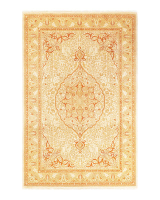 Traditional Mogul Ivory Wool Area Rug 6' 1" x 9' 3" - Solo Rugs