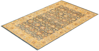 Traditional Mogul Gray Wool Area Rug 6' 1" x 9' 6" - Solo Rugs