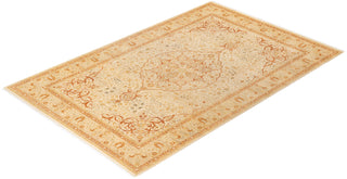 Traditional Mogul Ivory Wool Area Rug 6' 1" x 9' 2" - Solo Rugs