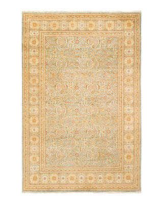 Traditional Mogul Light Blue Wool Area Rug 6' 1" x 9' 1" - Solo Rugs