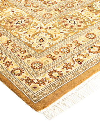 Traditional Mogul Yellow Wool Area Rug 6' 0" x 9' 3" - Solo Rugs