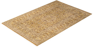 Traditional Mogul Yellow Wool Area Rug 6' 0" x 9' 3" - Solo Rugs