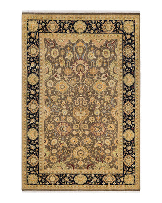 Traditional Mogul Brown Wool Area Rug 5' 10" x 8' 10" - Solo Rugs