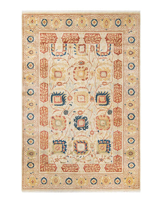 Traditional Mogul Ivory Wool Area Rug 6' 0" x 8' 10" - Solo Rugs
