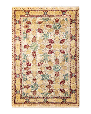 Traditional Mogul Ivory Wool Area Rug 6' 0" x 8' 9" - Solo Rugs